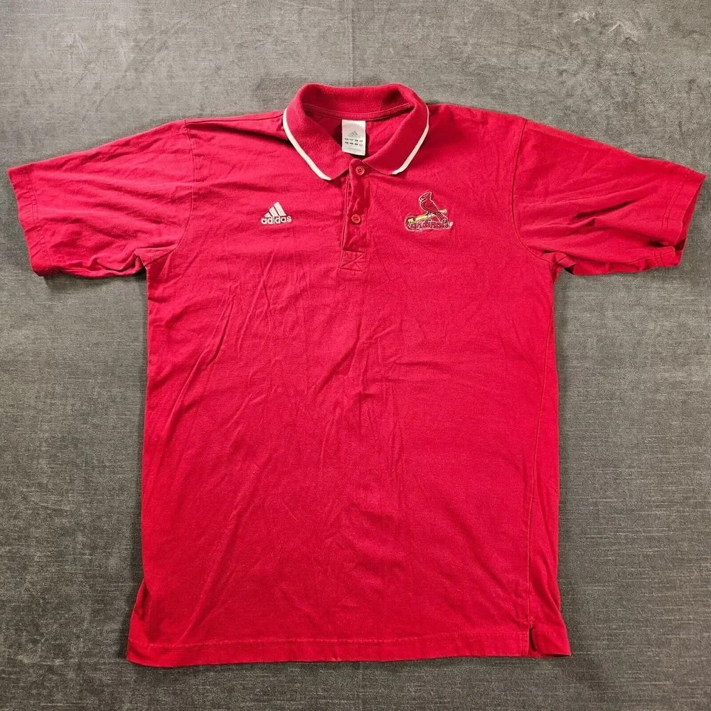 St. Louis Cardinals Adidas Polo Shirt Mens M Red Short Sleeve Climalite Golf Y2K